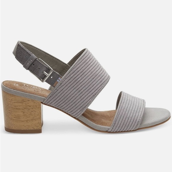 Toms Shoes - Toms grey corduroy block heel sandals.